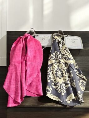Pink & Floral Bag Scarf / Bag Charm  ( Set Of 2 )